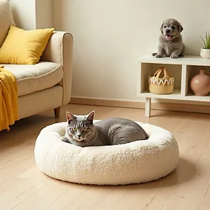 Yuvarlak Peluş Kedi Yatağı