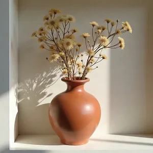 Terracotta Seramik Vazo Dekoratif Küresel Gövde